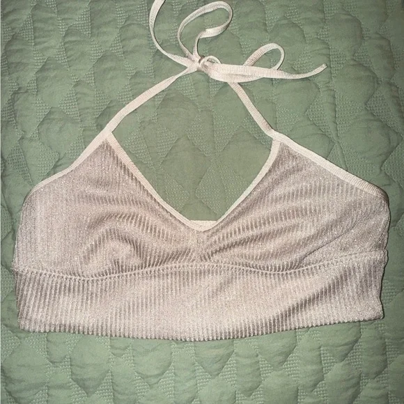 Aerie Cream Ribbed Bandeau with Stretchy Comfort - Picture 2 of 8